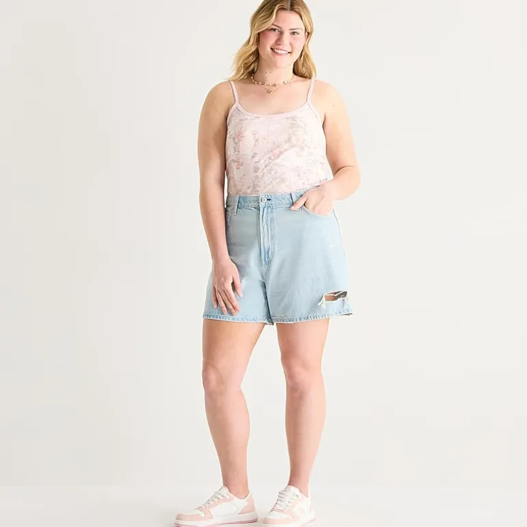 Arizona Womens 5" Mid Rise Juniors Plus Denim Short