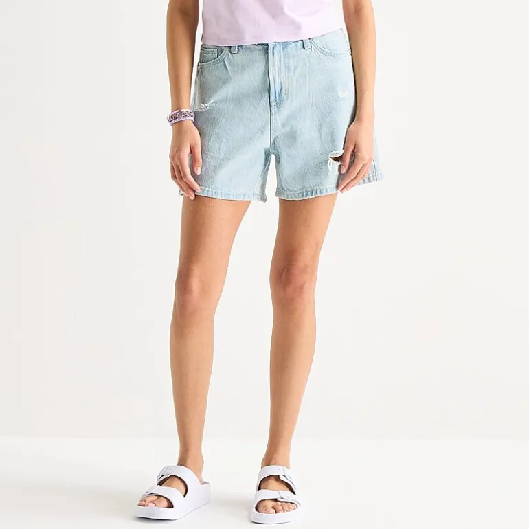 Arizona Womens 5" Mid Rise Juniors Plus Denim Short
