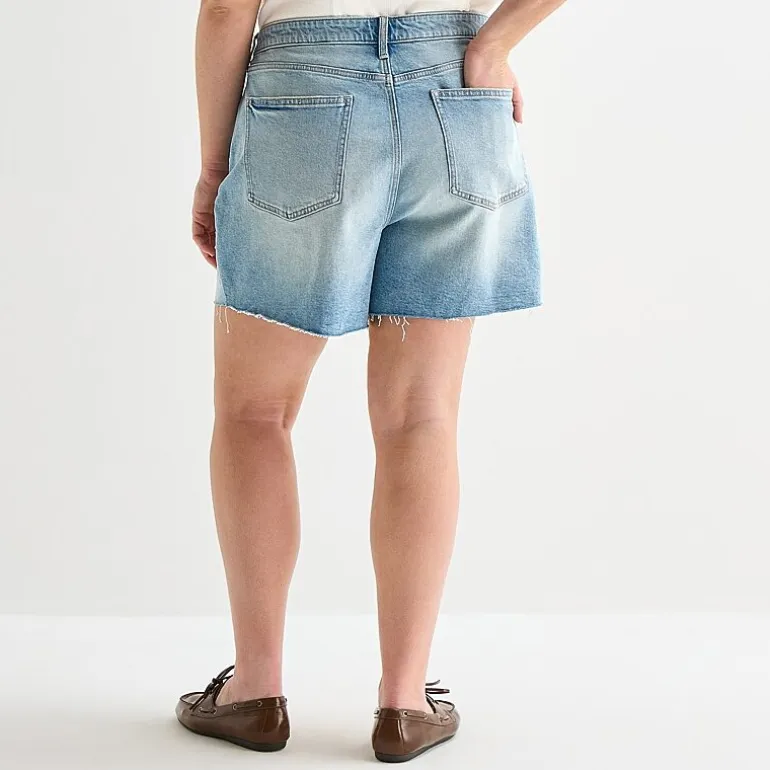 Arizona Womens 5" Mid Rise Juniors Plus Denim Short