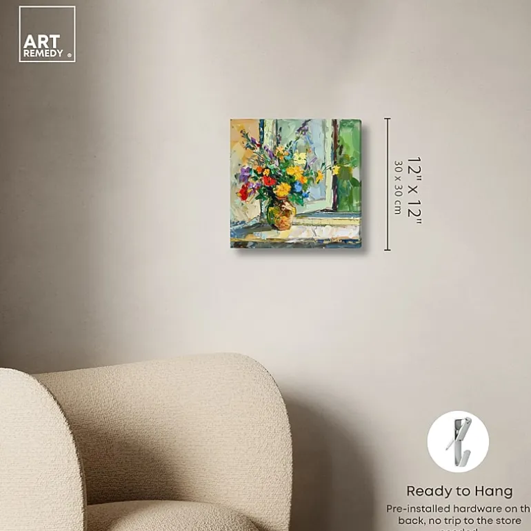 ART REMEDY® "Vase By The Window" Giclee Floral And Botanical Canvas Art