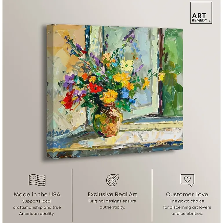 ART REMEDY® "Vase By The Window" Giclee Floral And Botanical Canvas Art
