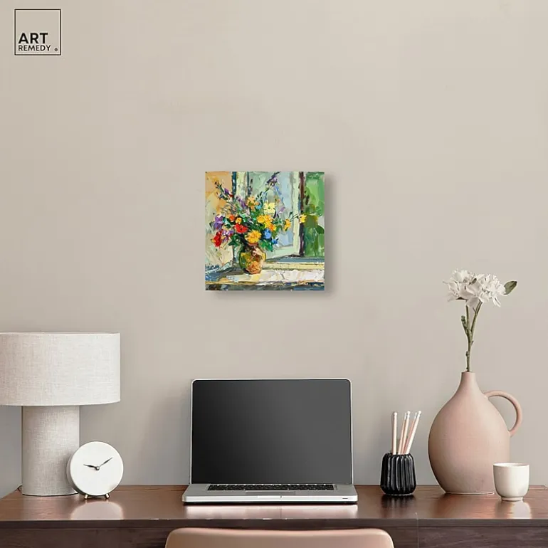 ART REMEDY® "Vase By The Window" Giclee Floral And Botanical Canvas Art