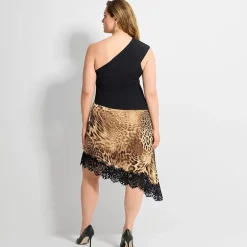 Ashley Graham Plus Women's Asymmetrical Engineered Rib Top