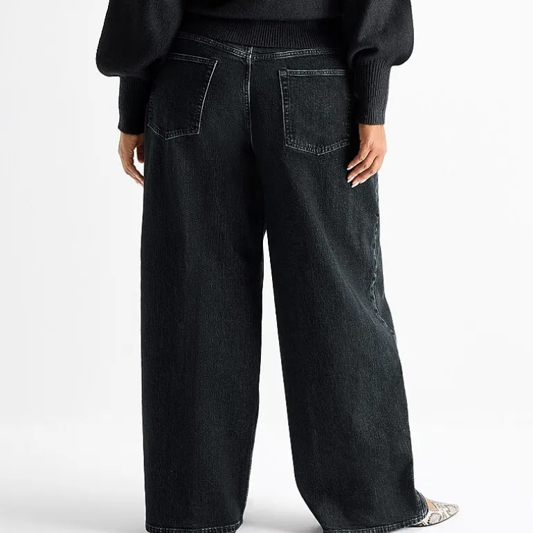 Ashley Graham Slouchy Womens Plus High Rise Wide Leg Jean