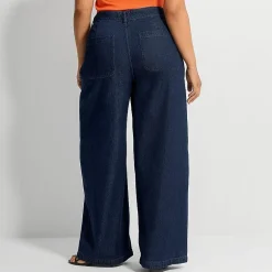 Ashley Graham Womens Plus Denim Trouser