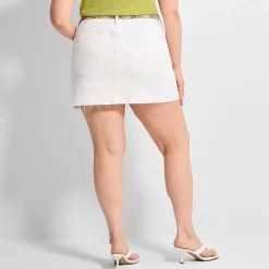 Ashley Graham Women's Plus Denim Mini Skirt