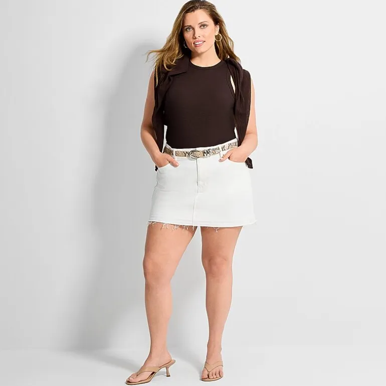 Ashley Graham Women's Plus High Neck Rib Tank
