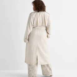 Ashley Graham Womens Plus Lightweight Trench Coat