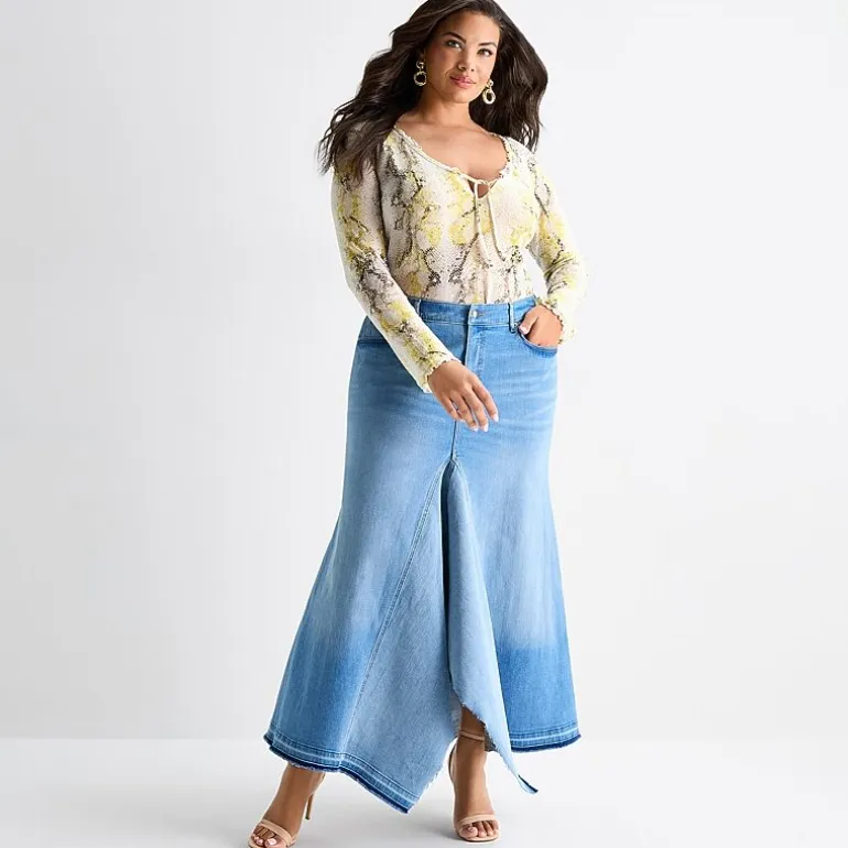 Ashley Graham Womens Plus Maxi Skirt
