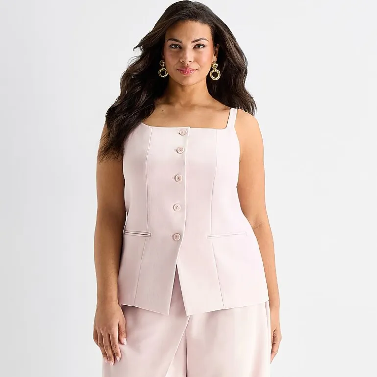 Ashley Graham Womens Plus Sleeveless Vest