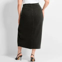Ashley Graham Women's Plus Slit Front Midi Skirt