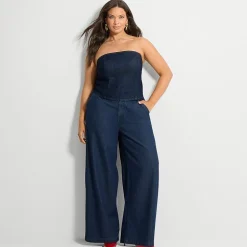 Ashley Graham Women's Plus Strapless Denim Top