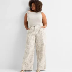Ashley Graham Womens Plus Wide Leg Jean