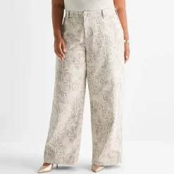 Ashley Graham Womens Plus Wide Leg Jean