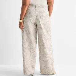 Ashley Graham Womens Plus Wide Leg Jean