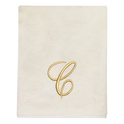 Avanti Premier Script Monogram Ivory/Gold Bath Towel Collection