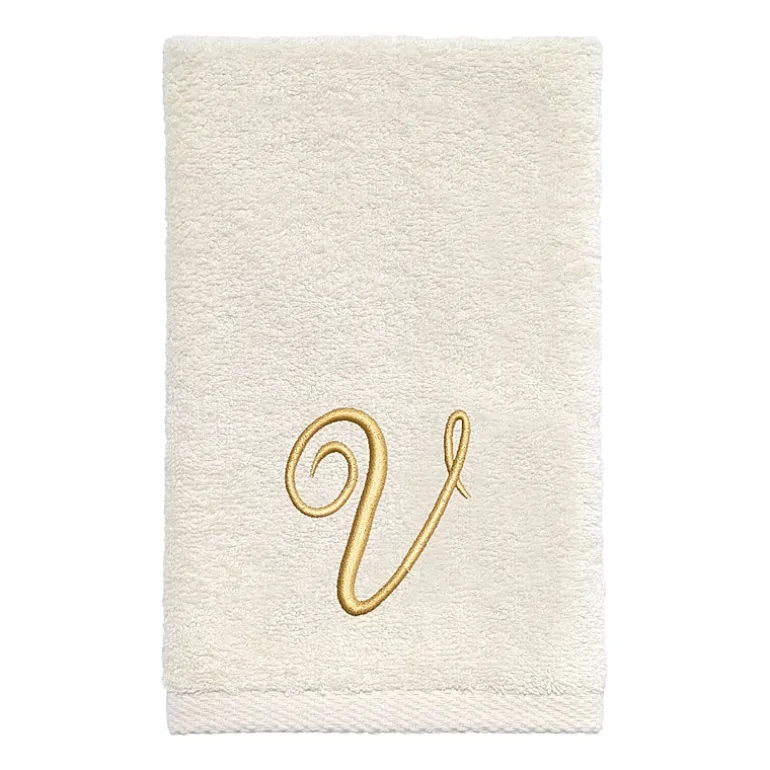 Avanti Premier Script Monogram Ivory/Gold Bath Towel Collection