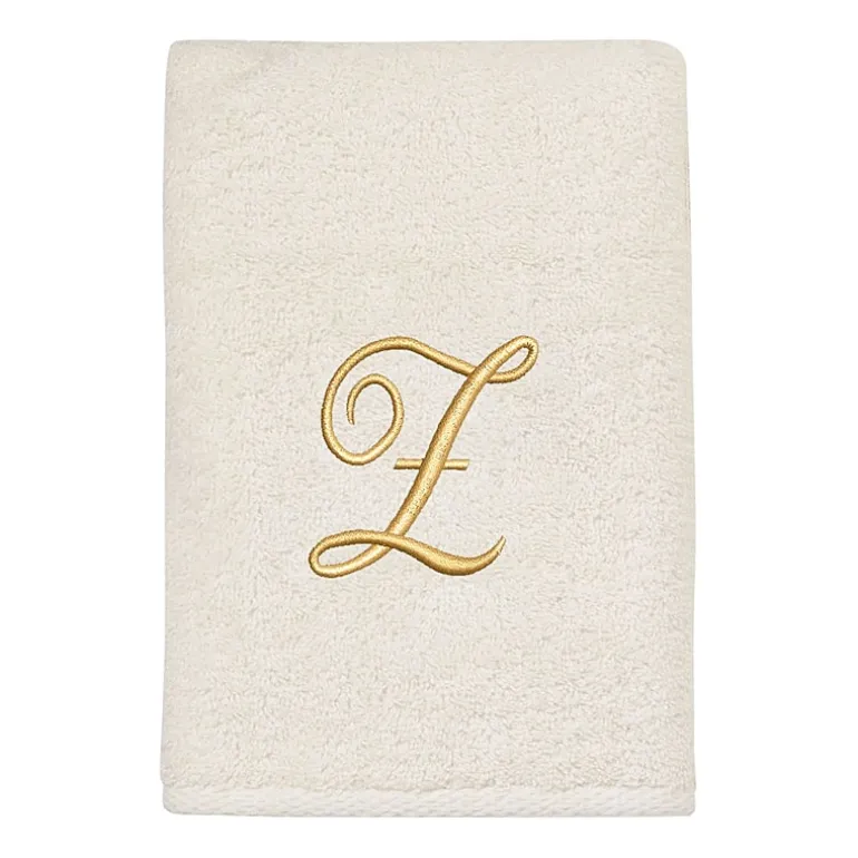 Avanti Premier Script Monogram Ivory/Gold Bath Towel Collection
