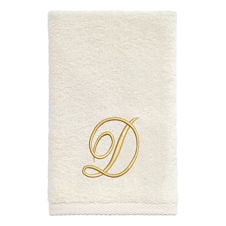 Avanti Premier Script Monogram Ivory/Gold Bath Towel Collection
