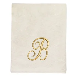 Avanti Premier Script Monogram Ivory/Gold Bath Towel Collection