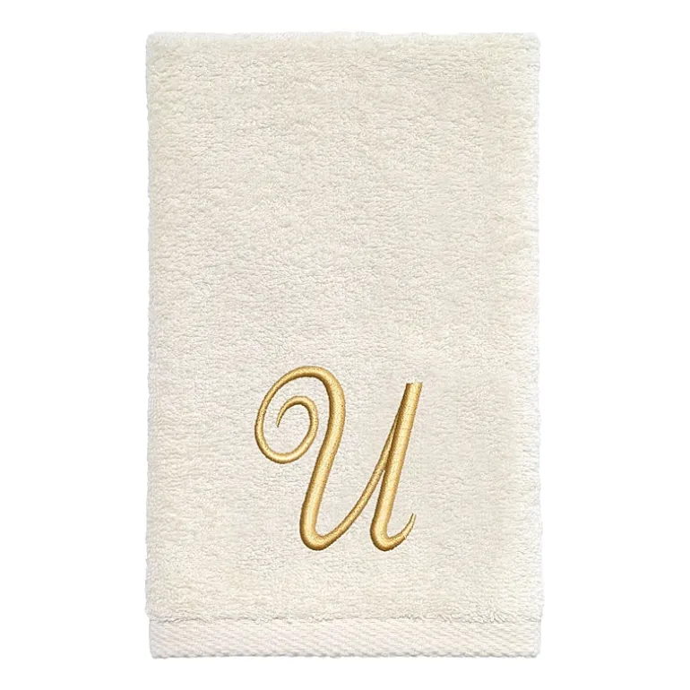 Avanti Premier Script Monogram Ivory/Gold Bath Towel Collection