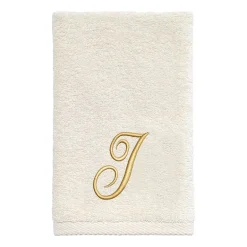 Avanti Premier Script Monogram Ivory/Gold Bath Towel Collection