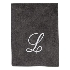 Avanti Premier Script Monogram Granite/Silver Bath Towel Collection