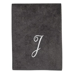 Avanti Premier Script Monogram Granite/Silver Bath Towel Collection