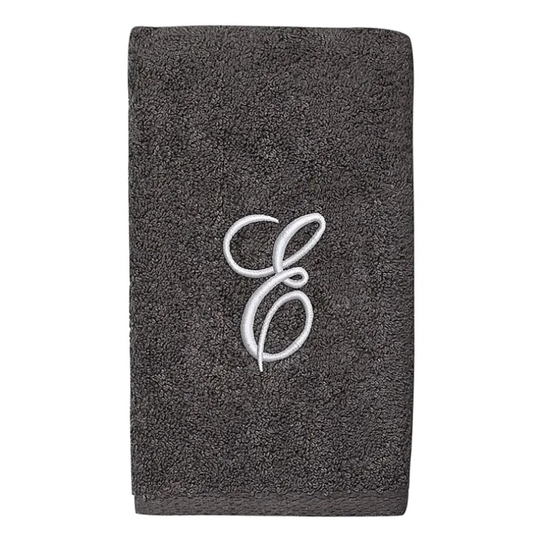 Avanti Premier Script Monogram Granite/Silver Bath Towel Collection