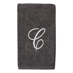 Avanti Premier Script Monogram Granite/Silver Bath Towel Collection