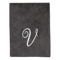 Avanti Premier Script Monogram Granite/Silver Bath Towel Collection