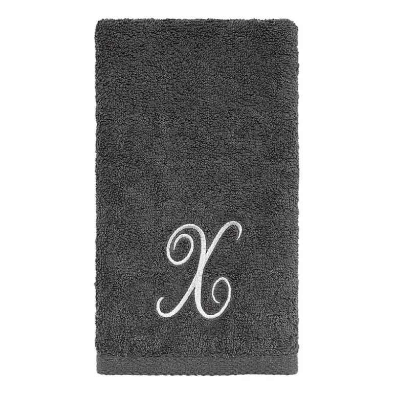 Avanti Premier Script Monogram Granite/Silver Bath Towel Collection
