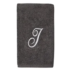 Avanti Premier Script Monogram Granite/Silver Bath Towel Collection