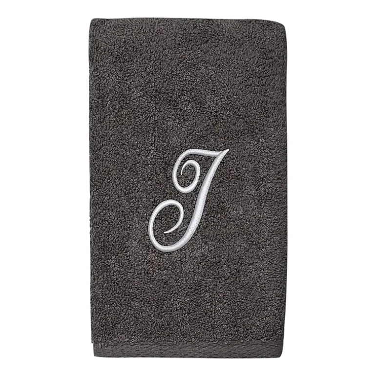 Avanti Premier Script Monogram Granite/Silver Bath Towel Collection