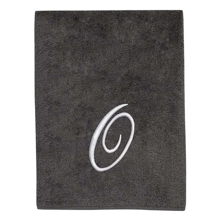 Avanti Premier Script Monogram Granite/Silver Bath Towel Collection