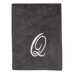 Avanti Premier Script Monogram Granite/Silver Bath Towel Collection
