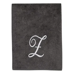 Avanti Premier Script Monogram Granite/Silver Bath Towel Collection