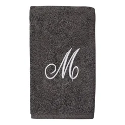 Avanti Premier Script Monogram Granite/Silver Bath Towel Collection