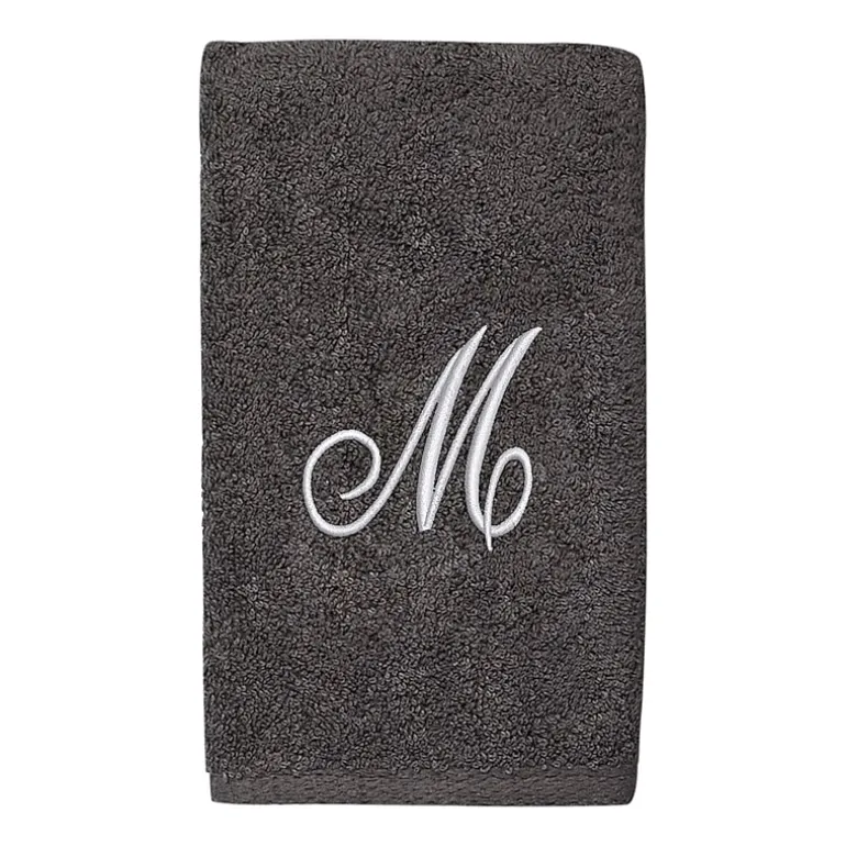 Avanti Premier Script Monogram Granite/Silver Bath Towel Collection