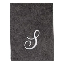 Avanti Premier Script Monogram Granite/Silver Bath Towel Collection