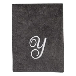 Avanti Premier Script Monogram Granite/Silver Bath Towel Collection