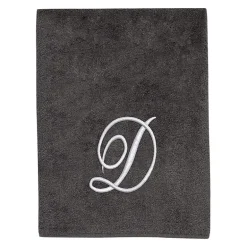 Avanti Premier Script Monogram Granite/Silver Bath Towel Collection