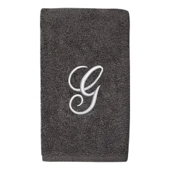 Avanti Premier Script Monogram Granite/Silver Bath Towel Collection