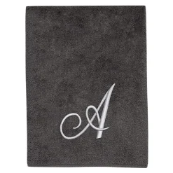 Avanti Premier Script Monogram Granite/Silver Bath Towel Collection
