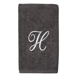 Avanti Premier Script Monogram Granite/Silver Bath Towel Collection