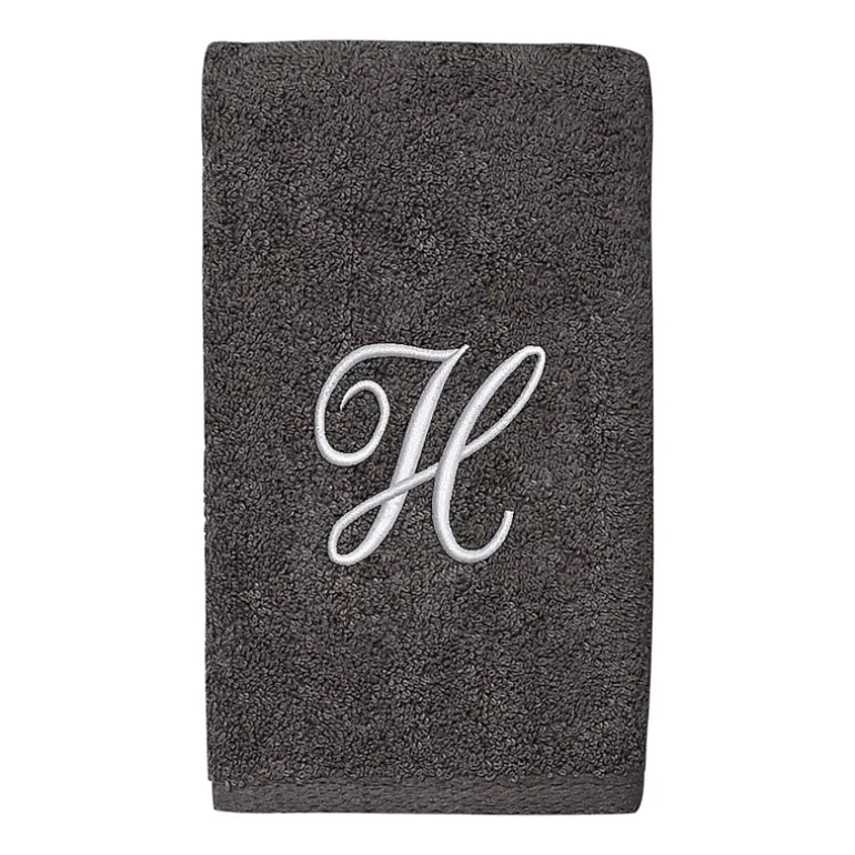 Avanti Premier Script Monogram Granite/Silver Bath Towel Collection
