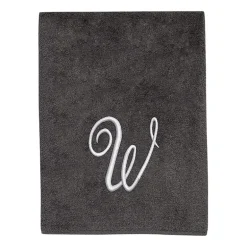 Avanti Premier Script Monogram Granite/Silver Bath Towel Collection