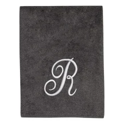 Avanti Premier Script Monogram Granite/Silver Bath Towel Collection