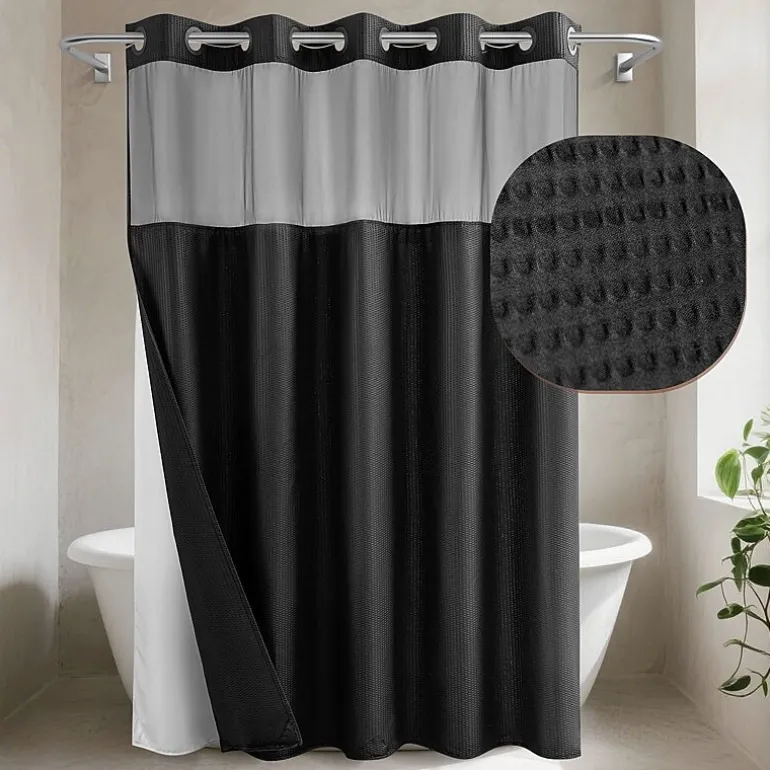 Awesome Home™ No Hook Embossed Snap-In Liner Shower Curtain