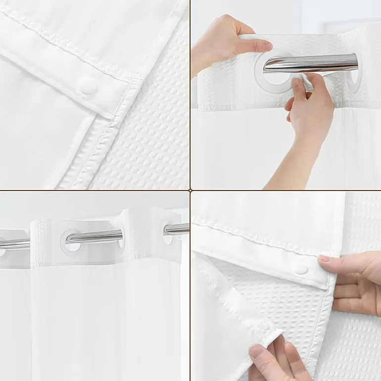 Awesome Home™ No Hook Embossed Snap-In Liner Shower Curtain